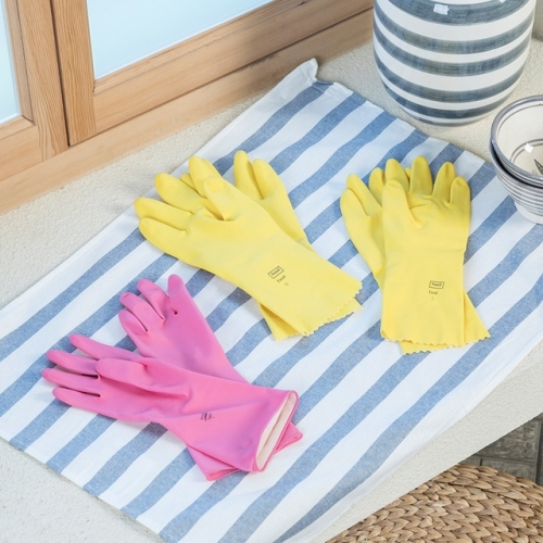 라이프스타일 천연라텍스 고무장갑 슬림핏핑크 10+2개입