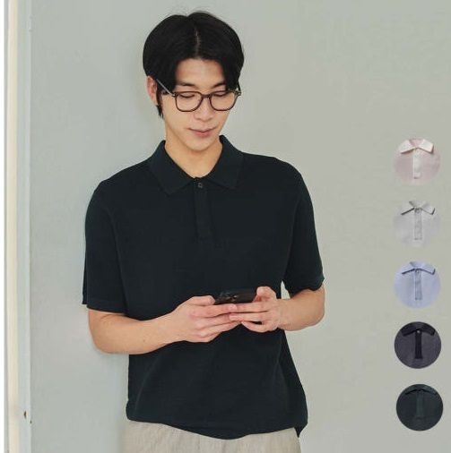 폴햄 남성 카라넥 투톤 반팔 니트 PHF2ET1050