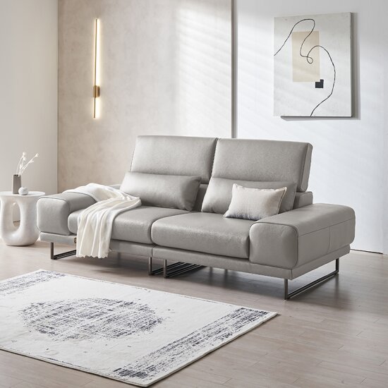 다우닝 엘리드 리프트업 전체 천연가죽 소파 3인용 (스툴포함)