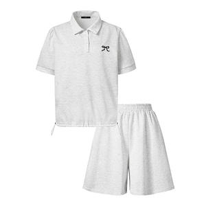 르샵 여성 카라 자수 티셔츠 밴딩 숏 팬츠 셋업 DP2OW038A