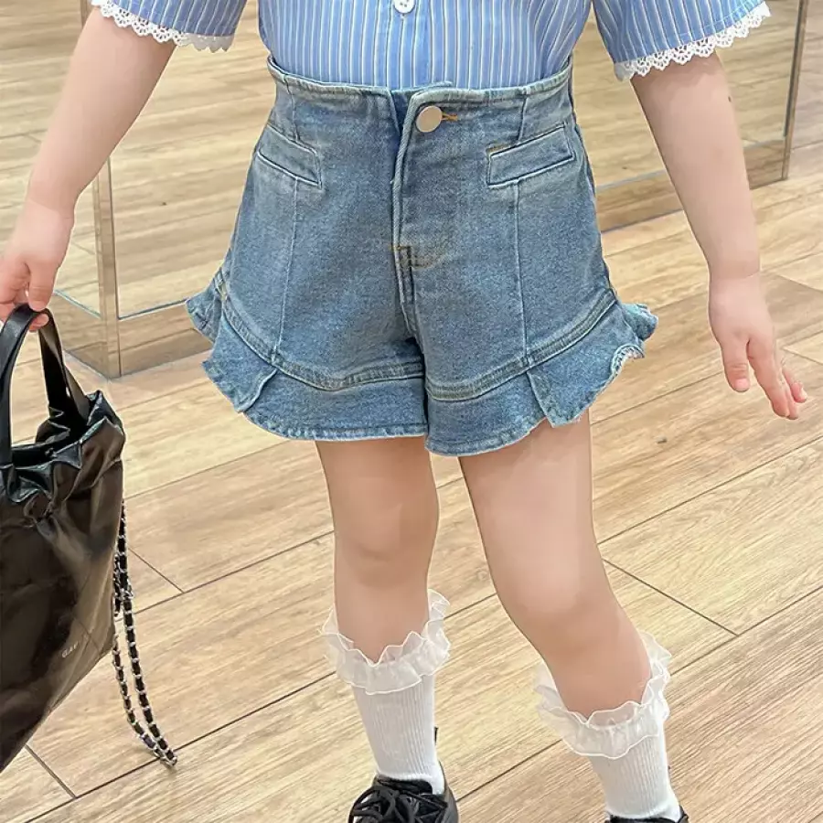 베이비맥스 예약 모코 프릴 숏 데님 팬츠 R12175