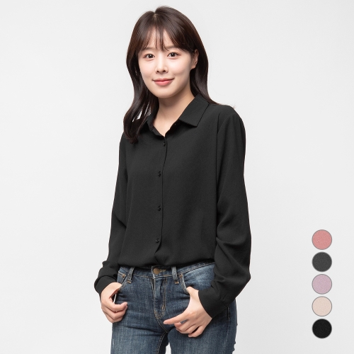 캐럿 여성 베이직 셔츠 블라우스 Free 블랙_이미지