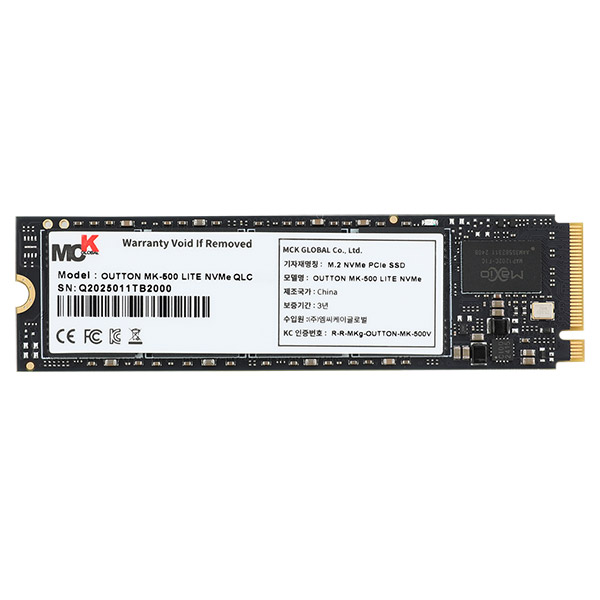 엠씨케이글로벌 OUTTON MK-500 LITE QLC M.2 NVMe 벌크 (512GB)_이미지