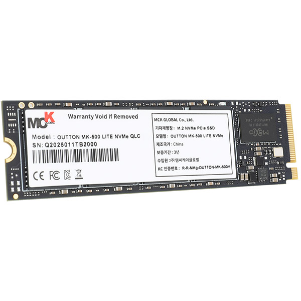 엠씨케이글로벌 OUTTON MK-500 LITE QLC M.2 NVMe 벌크 (512GB)_이미지