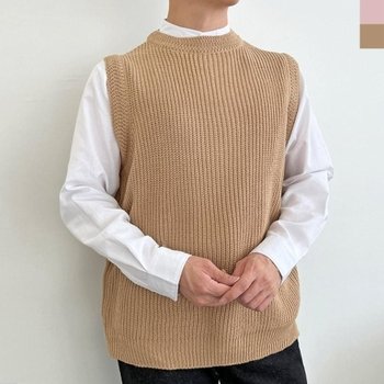 YAN 1035 남자하찌라운드조끼 니트티 조_20483694_667501