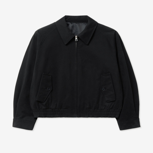 Washed Cotton Swing Top Blouson Black-251001 95