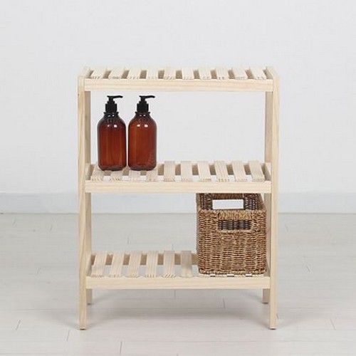 올리빙 원목 벤치형 3단 신발장 (50cm)_이미지