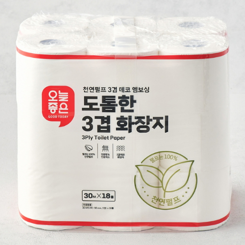 오늘좋은 ㅤ도톰한 3겹 화장지 30m (18롤) *1팩_이미지