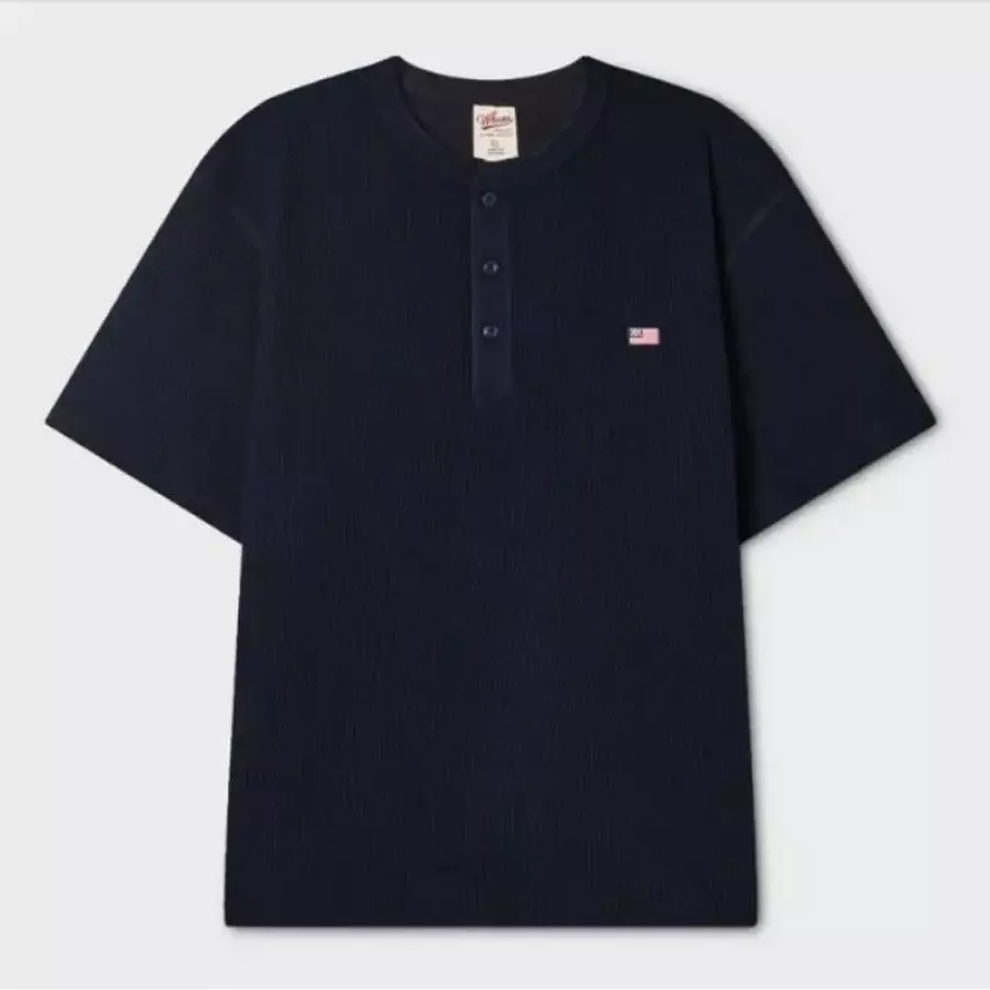 WHRAG3791UGP 남성 라운드넥티셔츠 반팔 남여공용 와플 헨리넥 숏 슬리브 티셔츠 WHRAG3791U