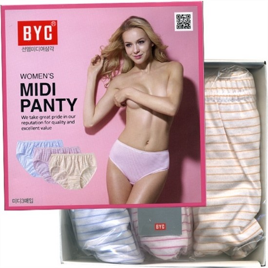 BYC  면스판 미디 삼각팬티 9종 세트 BYL7593 (9매)