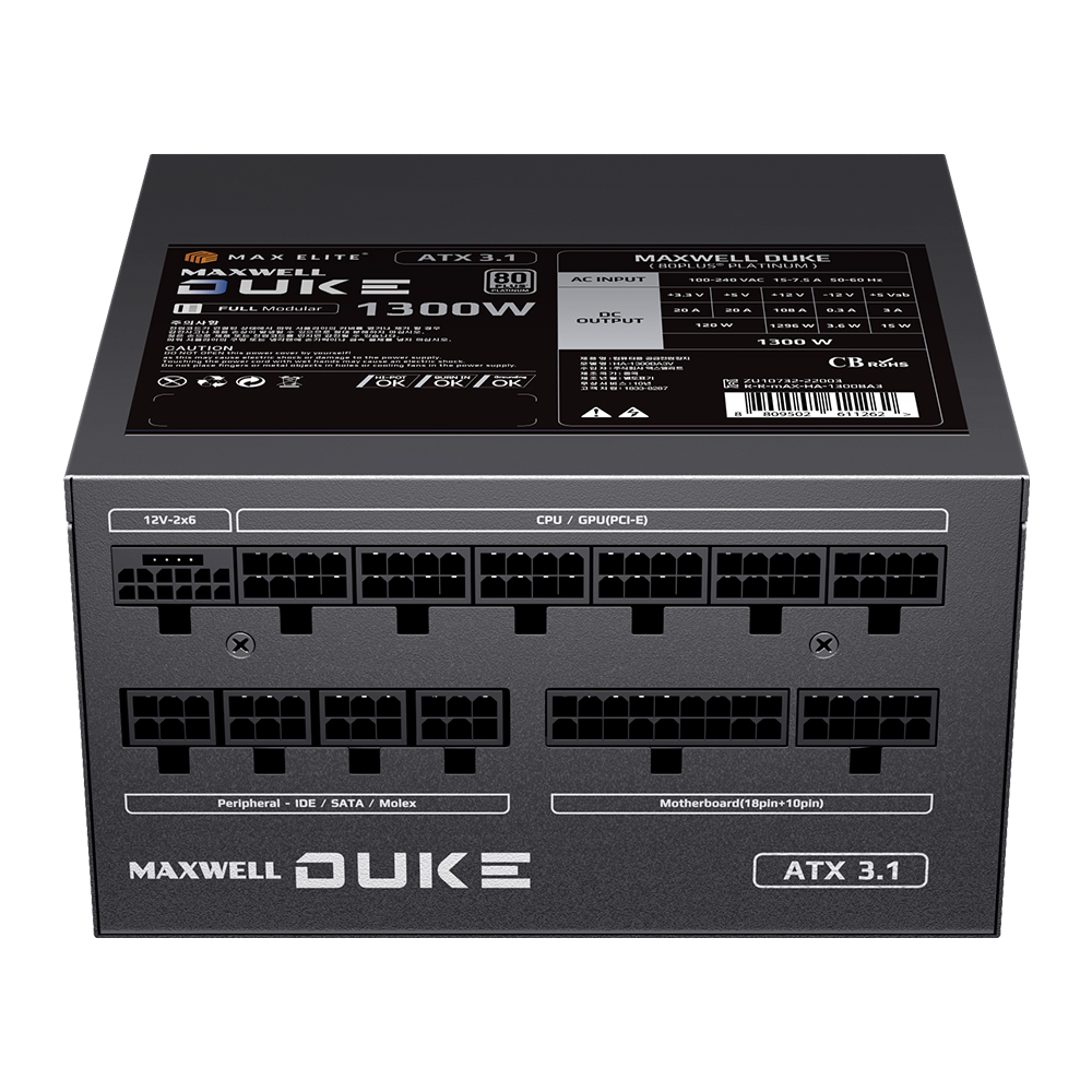 맥스엘리트 MAXWELL DUKE 1300W 80PLUS플래티넘 풀모듈러 ATX3.1_이미지