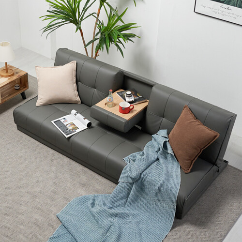 에보니아 브리즈 컵홀더 접이식 좌식 가죽 소파베드 3인용