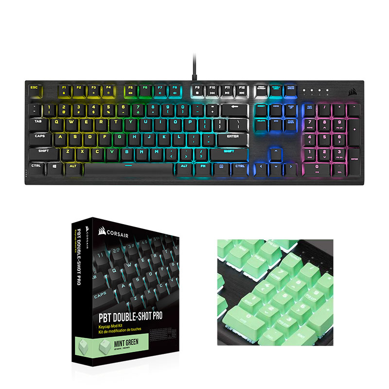 CORSAIR K60 RGB PRO + PBT Double-shot Keycaps Pro