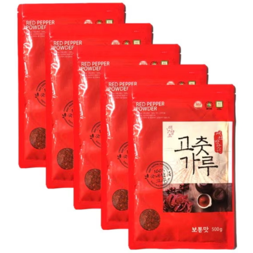 예천청결고추 2026 예천청결 태양초 고춧가루 보통맛 500g (5개)_이미지