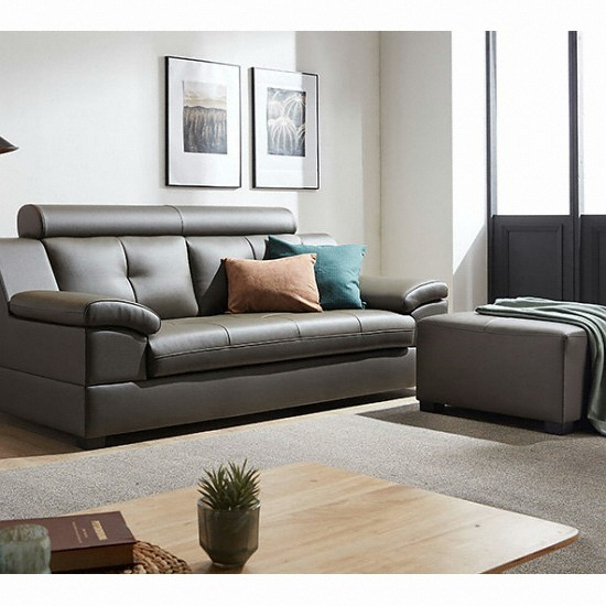 동서가구 스카온 구스다운 라텍스 천연가죽 소파 3인용 (스툴포함)_이미지