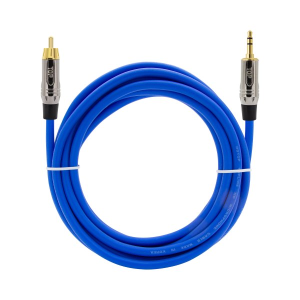 탑라인에이치디 HDTOP RCA to 3.5mm 스테레오 MM 메탈블루 케이블 (1.5m, HT-TP4102)_이미지