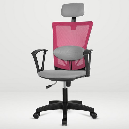 체어포커스 레오 대요추헤더형 3각팔 블랙바디 의자 L04 (패브릭좌판)_이미지