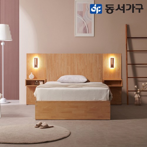 동서가구 피츠 샤르망 수납 침대 SS+협탁2개 (55TCL텍스독립)_이미지
