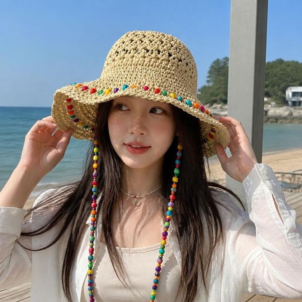 라일리 Rly 레인보우 캔디 구슬 썬캡 남녀공용 모자 휴가철 51352973_이미지