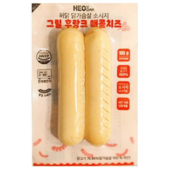 허닭 닭가슴살 소시지 그릴 후랑크 매콤치즈 100g (10개)_이미지