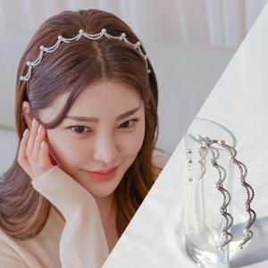 미스21 아코르 진주 큐빅 장식 헤어밴드 hb1640 아코르 진주 큐빅 장식 헤어밴드_이미지