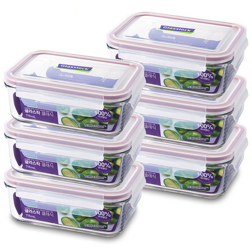 SGC솔루션 글라스락 퍼플에디션 직사각 밀폐용기 715ml (6개)
