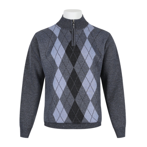 리빌모아 남자 중년 다이아 기모 반목 반집업 니트 DD-KN-628-1-네이비