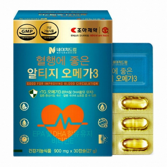조아제약 네이처드림 혈행에 좋은 알티지 오메가3 30캡슐 (3개)