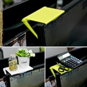 모니터 미니 보조선반 그린 도어훅 우드 행주+다용도 걸이_이미지