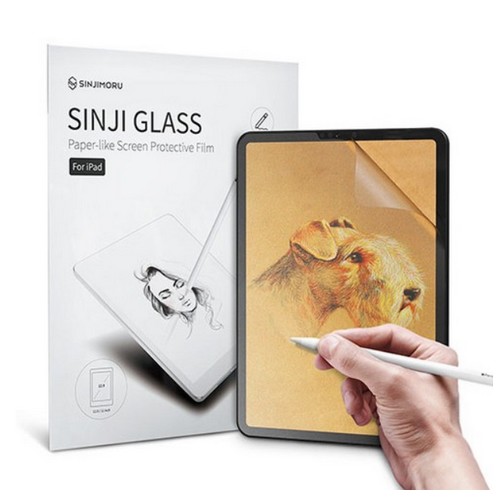 신지모루 iPad Pro 12.9 4세대 저반사 드로잉 종이질감 강화유리 액정보호필름 (액정 1매)_이미지