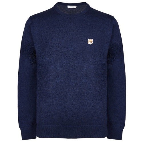 메종키츠네 폭스헤드 크루넥 니트 IU00504KT1036 (네이비)_이미지