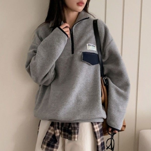 아이우먼 노리라벨배색지퍼넥티 KDT710M501 빅사이즈