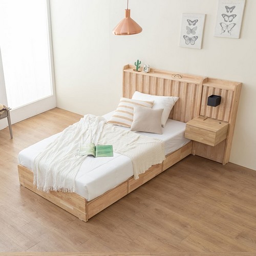 리버퍼니쳐 이레인 호텔식 수납형 원목 침대 SS+협탁 (40T독립)_이미지