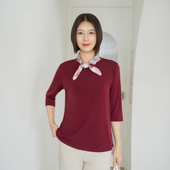 마담4060 엄마옷 라운드넥7부티셔츠ZTE204012 3657384_이미지