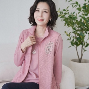  쉬즈마담 SET3147 꽃잎 자가드 조끼 앙상블 중년여성의류