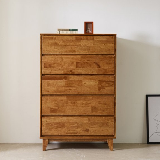 블리스데코 리첸 고무나무 5단 서랍장 900_이미지