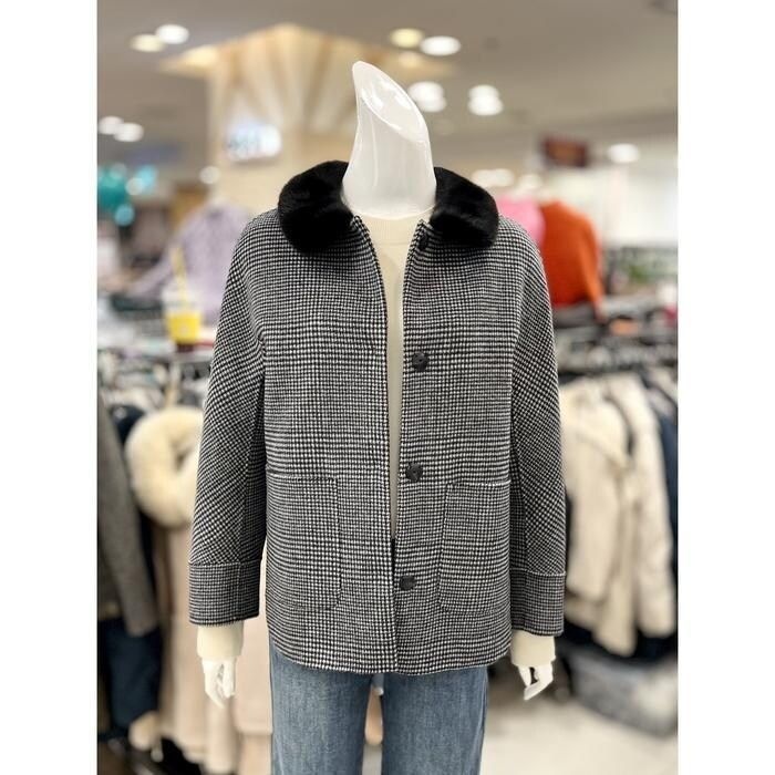 고세 소 이브존01밍크카라넥울캐시체크재킷TJ4GA04CB_이미지