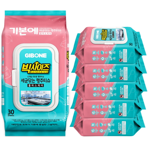 빅사이즈 세균닦는 행주티슈 플러스케어 캡형 30매