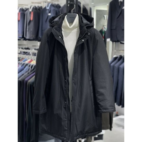 트루젠 블랙 헤링본패턴 구스다운 후드탈부착 패딩 코트 점퍼 428814012054-2