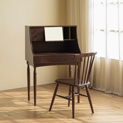 레트로하우스  포트 원목 수납 뷰로 의자포함 화장대 세트 800