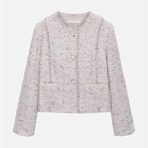 써스데이아일랜드 T262MJK135W 네프사 라운드넥 트위드 자켓_이미지