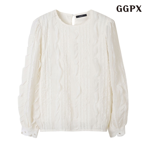 GGPX 러블리 프릴 라운드넥 블라우스 GPCBA012D_이미지