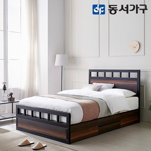 동서가구 홈즈 파인 철제 서랍 침대 Q (매트별도)_이미지