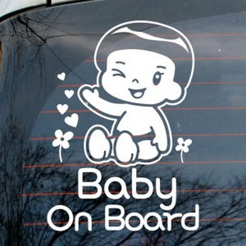 뭉키월드 새싹 하트 Baby On Board 스티커 LSC-550 (화이트)