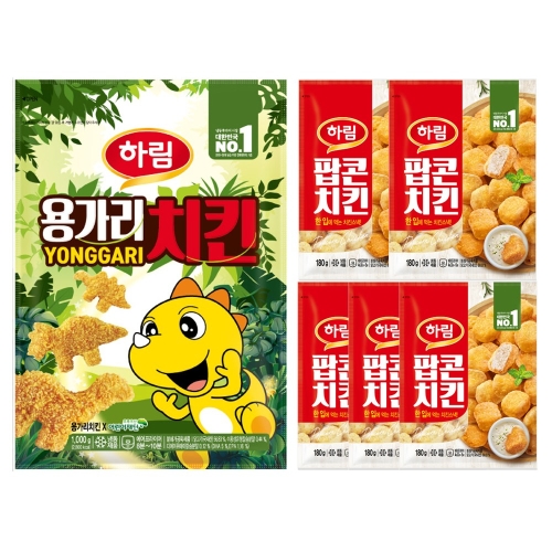 용가리치킨 1kg + 팝콘치킨 180g 5개 용가리치킨 1kg 1개+팝콘치킨 180g 5개