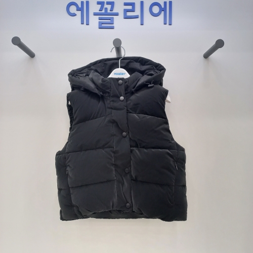 에꼴리에 벨벳 글로시 후드 웰론 조끼 25D0153 BK _CJ 충주점_이미지