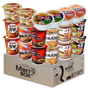 소컵라면세트 18개 육개장사발면+김치+신라면+새우탕+튀김우동+짜파게티+오징어짬뽕+사리곰탕+안성탕면