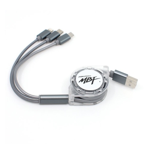 엠비에프 3in1 멀티 자동감김 충전 케이블 MBF-USB3in1 (1m, 6개)_이미지
