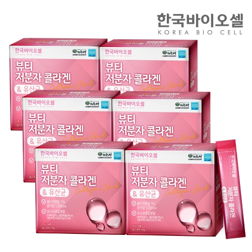  한국바이오셀 뷰티 저분자 콜라겐 유산균 2g 30포 [6개]