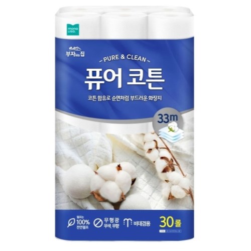 부자되는집 퓨어 코튼 33m (30롤) (1팩)_이미지